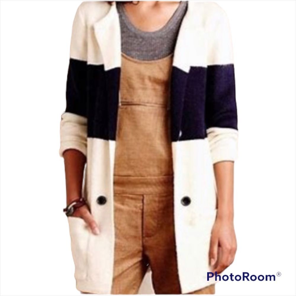 La Fee Verte - Anthropologie Stripe Wool Blend Classy Cardigan Sweater Size XS